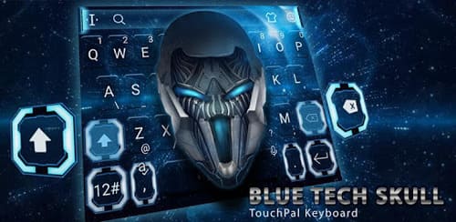 Blue Tech Metallic Skull Theme на андроид