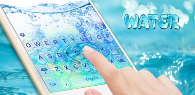 3D Blue Glass Water Keyboard Theme на андроид