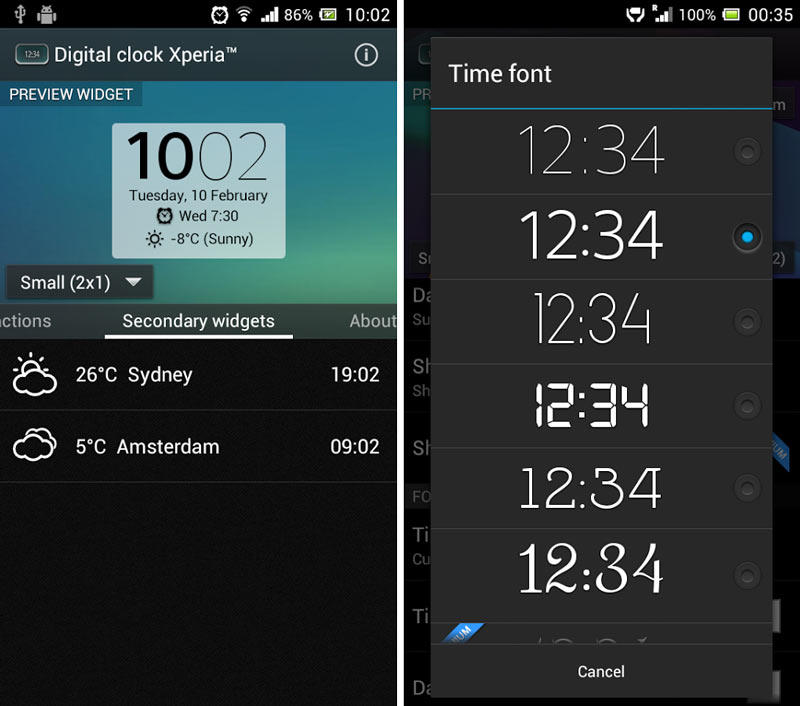 Скриншот Digital Clock Widget Xperia на андроид