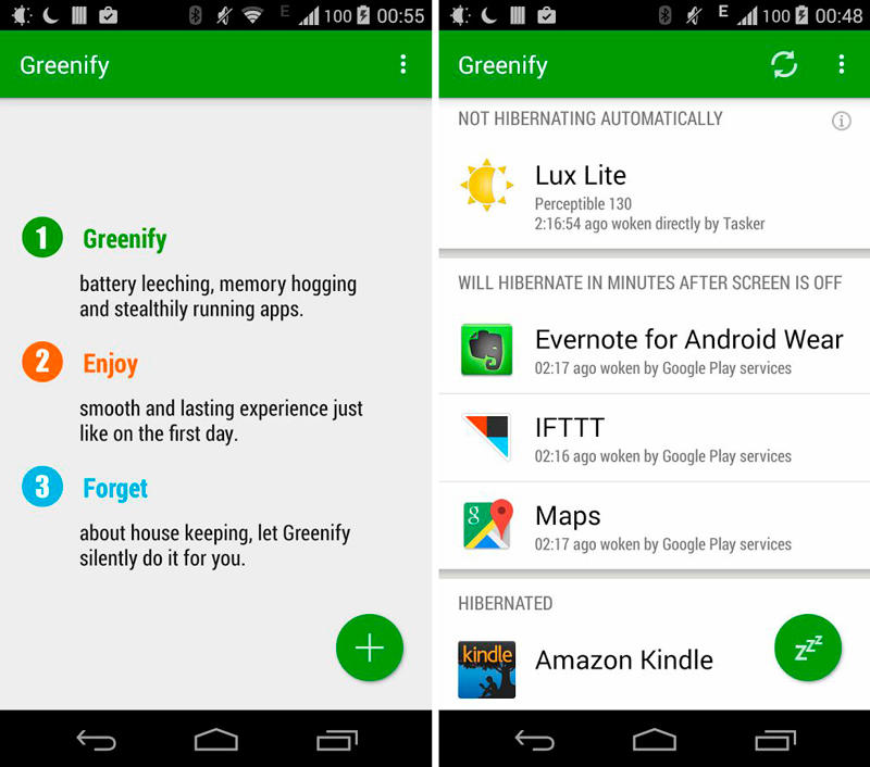 Скриншот Greenify на андроид