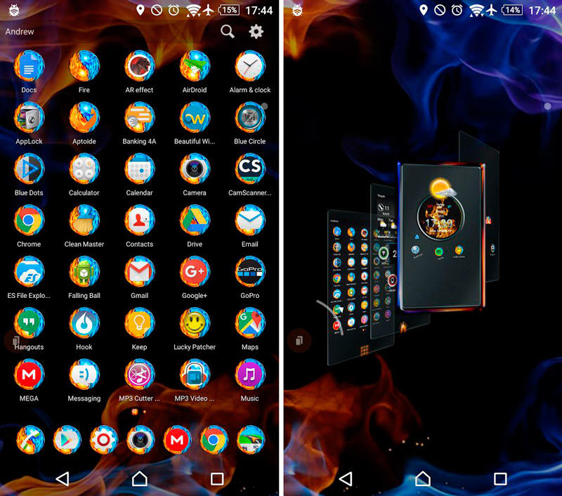 Скриншот TSF Shell Theme Flames на андроид