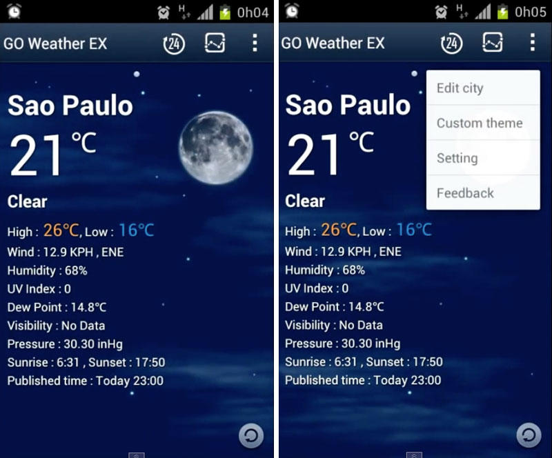 Скриншот GO Weather EX на андроид