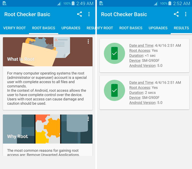 Скриншот Root Checker на андроид