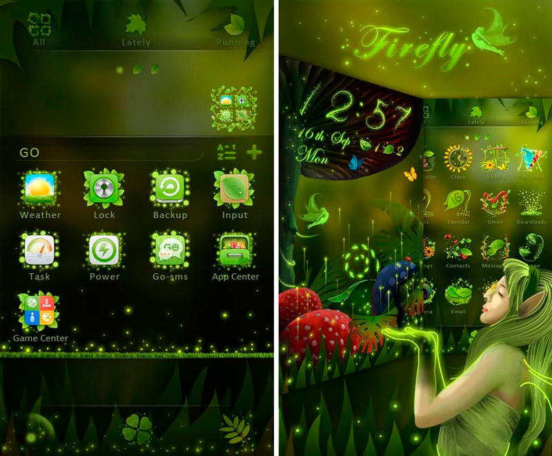 Скриншот Firefly GO Launcher Theme на андроид