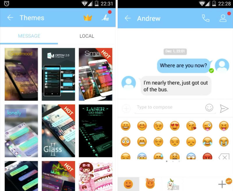 Скриншот GO SMS Pro на андроид