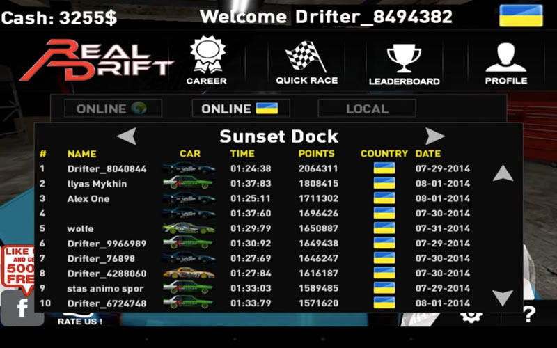 Скриншот Real Drift Car Racing на андроид