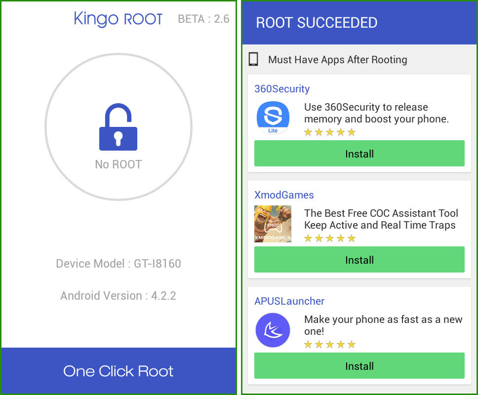Скриншот Kingo Root на андроид