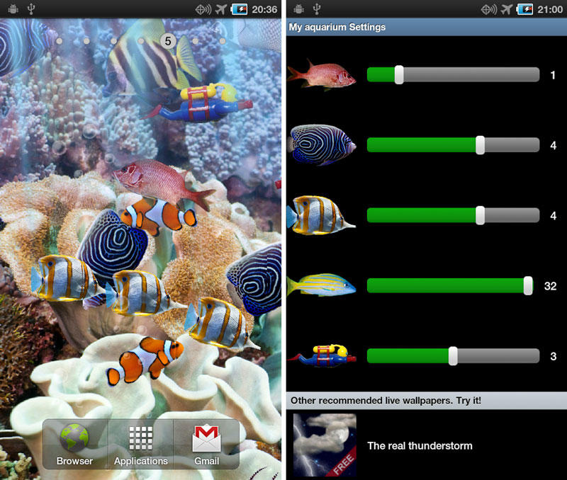 Скриншот The real aquarium LWP на андроид