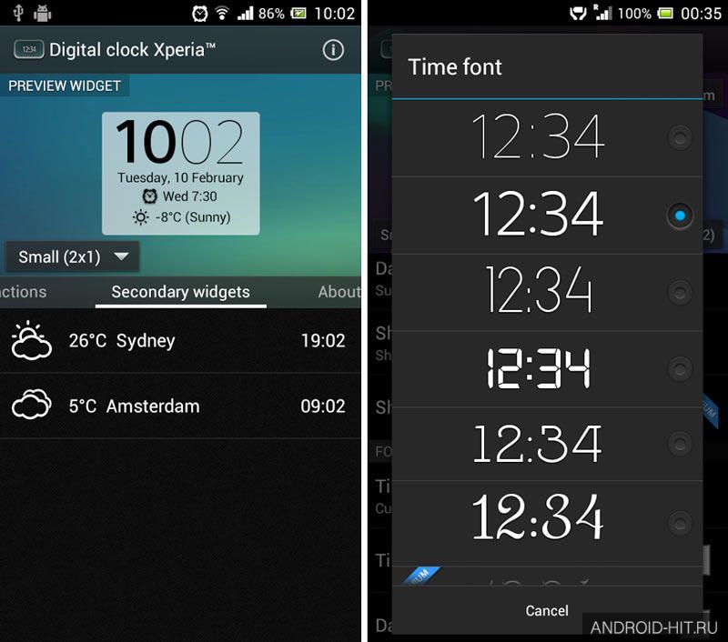 Скриншот Digital Clock Widget Xperia на андроид