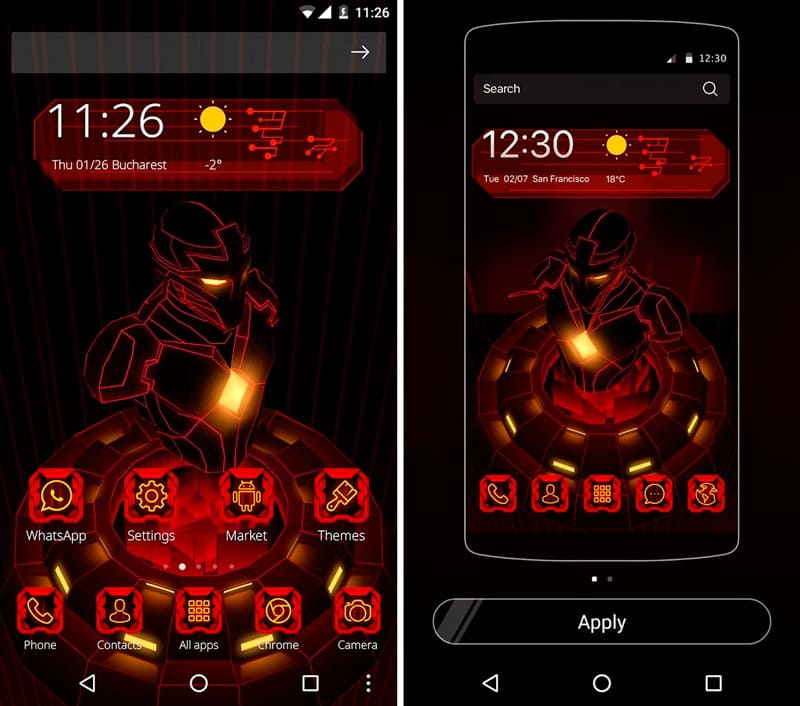 Скриншот Red Iron Hero 3D Theme на андроид