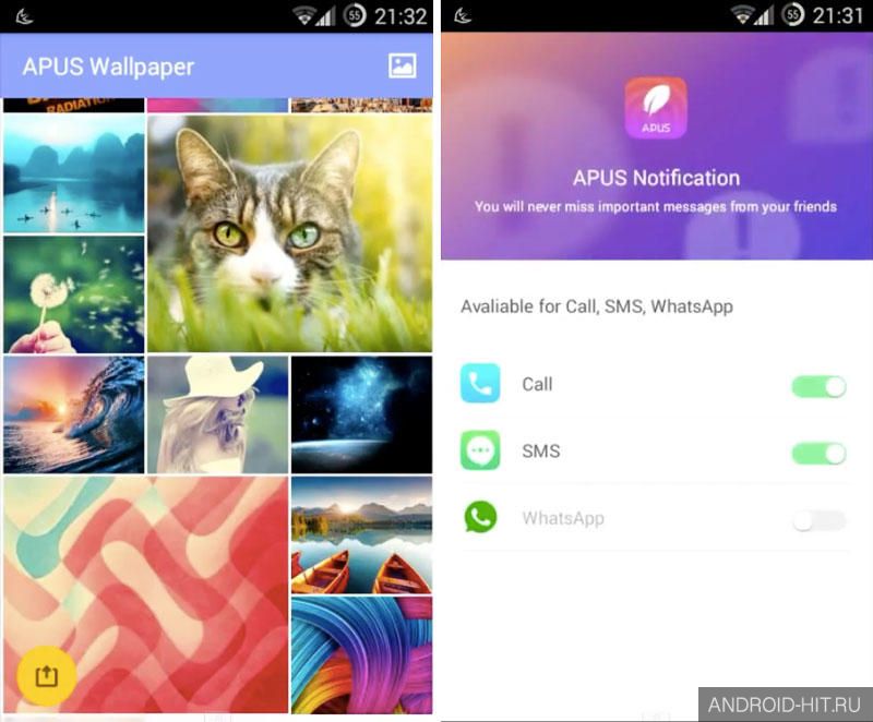 Скриншот APUS Launcher на андроид