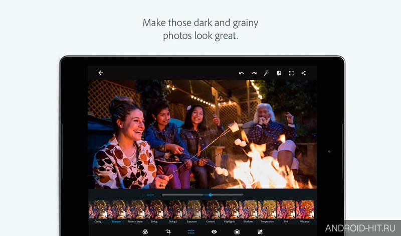 Скриншот Adobe Photoshop Express на андроид Скриншот Adobe Photoshop Express на андроид