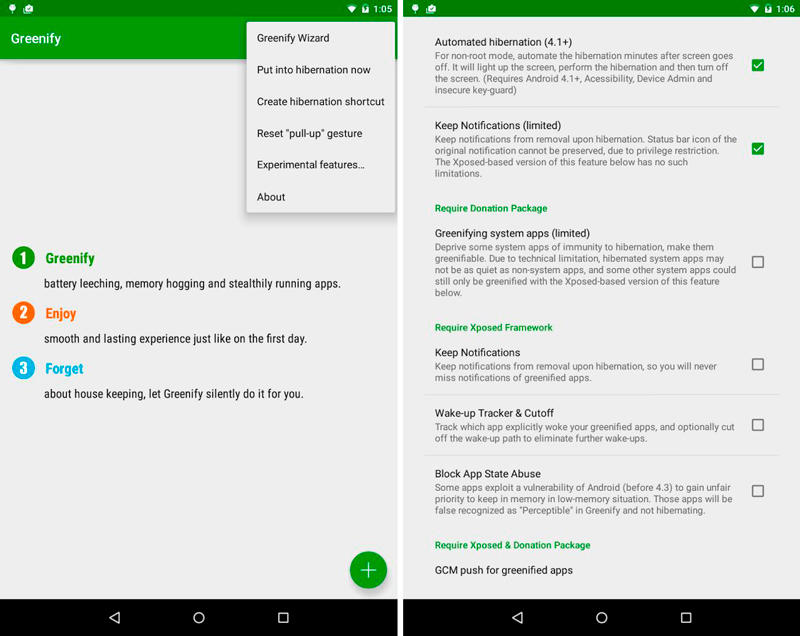 Скриншот Greenify на андроид
