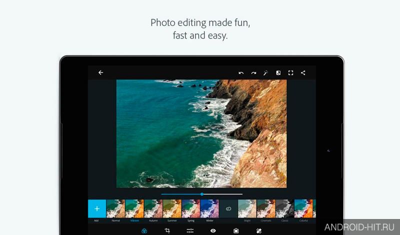 Скриншот Adobe Photoshop Express на андроид Скриншот Adobe Photoshop Express на андроид