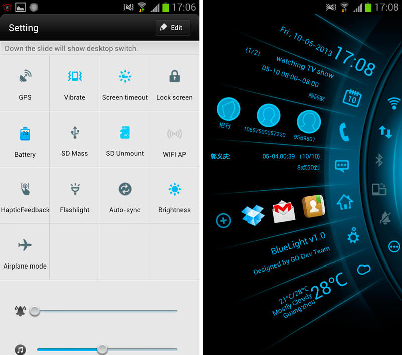Скриншот Blue Light Toucher Theme GO на андроид