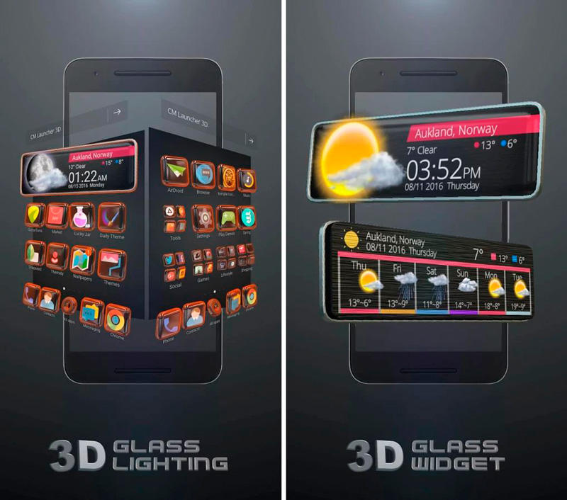 Скриншот Техно-тема «3D стекло» на андроид