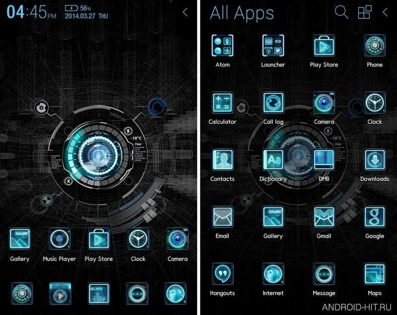 Скриншот Black mechanic Atom Theme на андроид