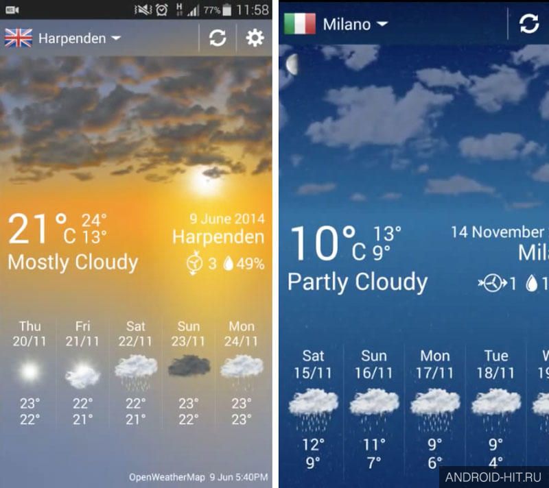 Скриншот Animated Weather Widget & Clock на андроид