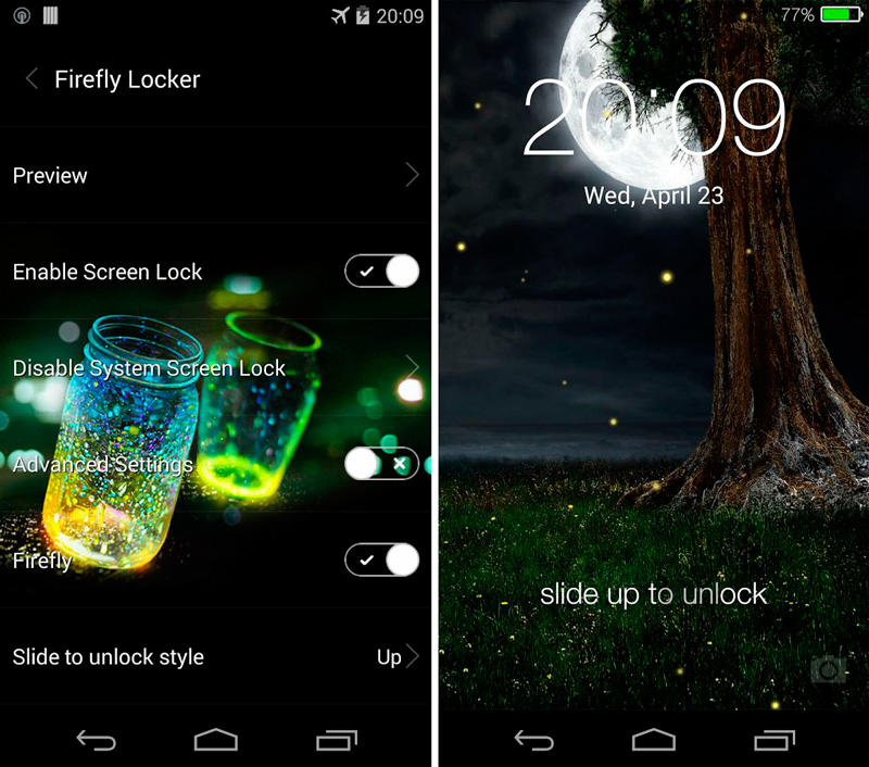 Скриншот Fireflies lockscreen на андроид