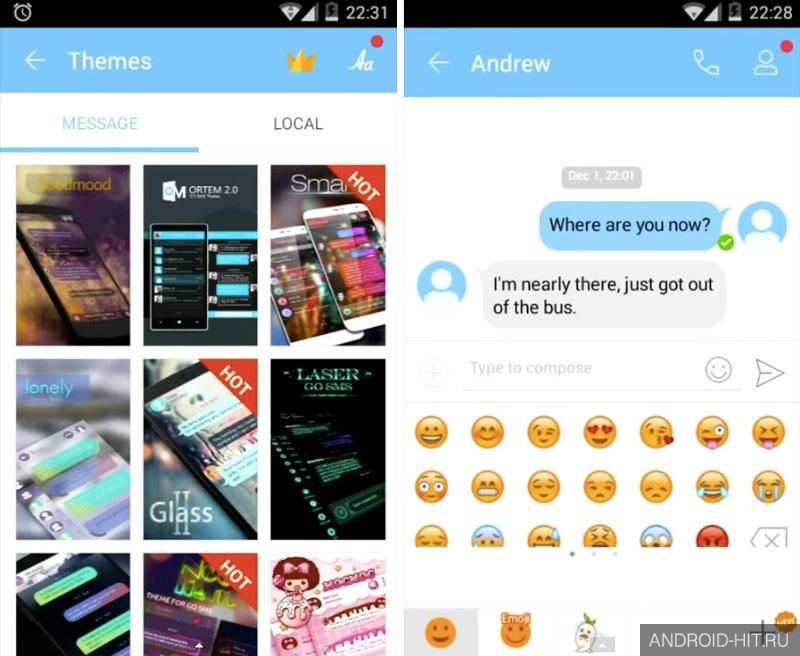 Скриншот GO SMS Pro на андроид