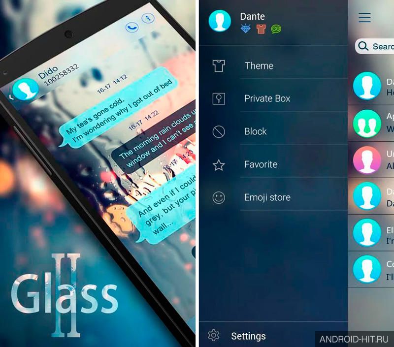 Скриншот GO SMS PRO GLASS 2 THEME на андроид Скриншот GO SMS PRO GLASS 2 THEME на андроид