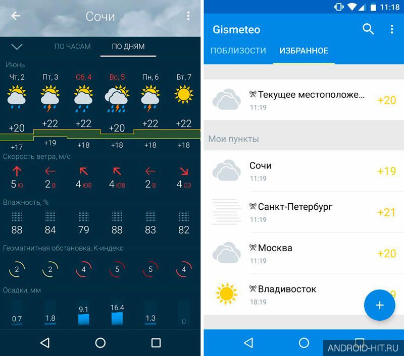 Скриншот Gismeteo на андроид