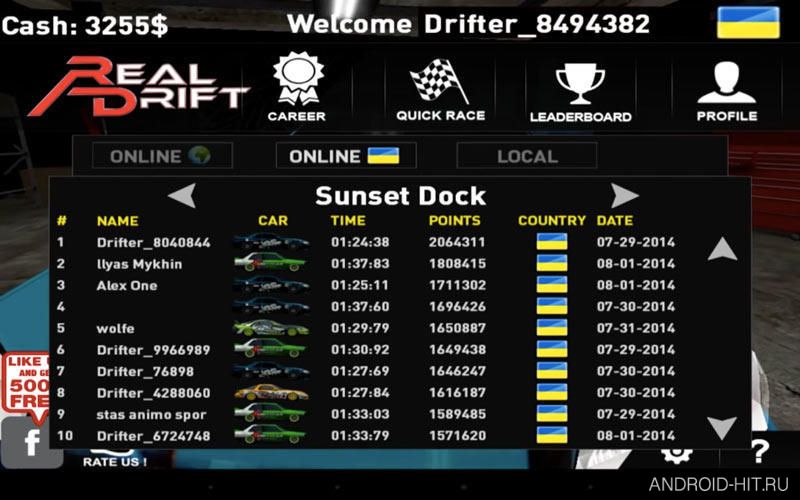 Скриншот Real Drift Car Racing на андроид Скриншот Real Drift Car Racing на андроид